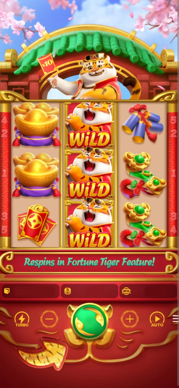 Clique no grande botão verde para iniciar a rodada no jogo Fortune Tiger.