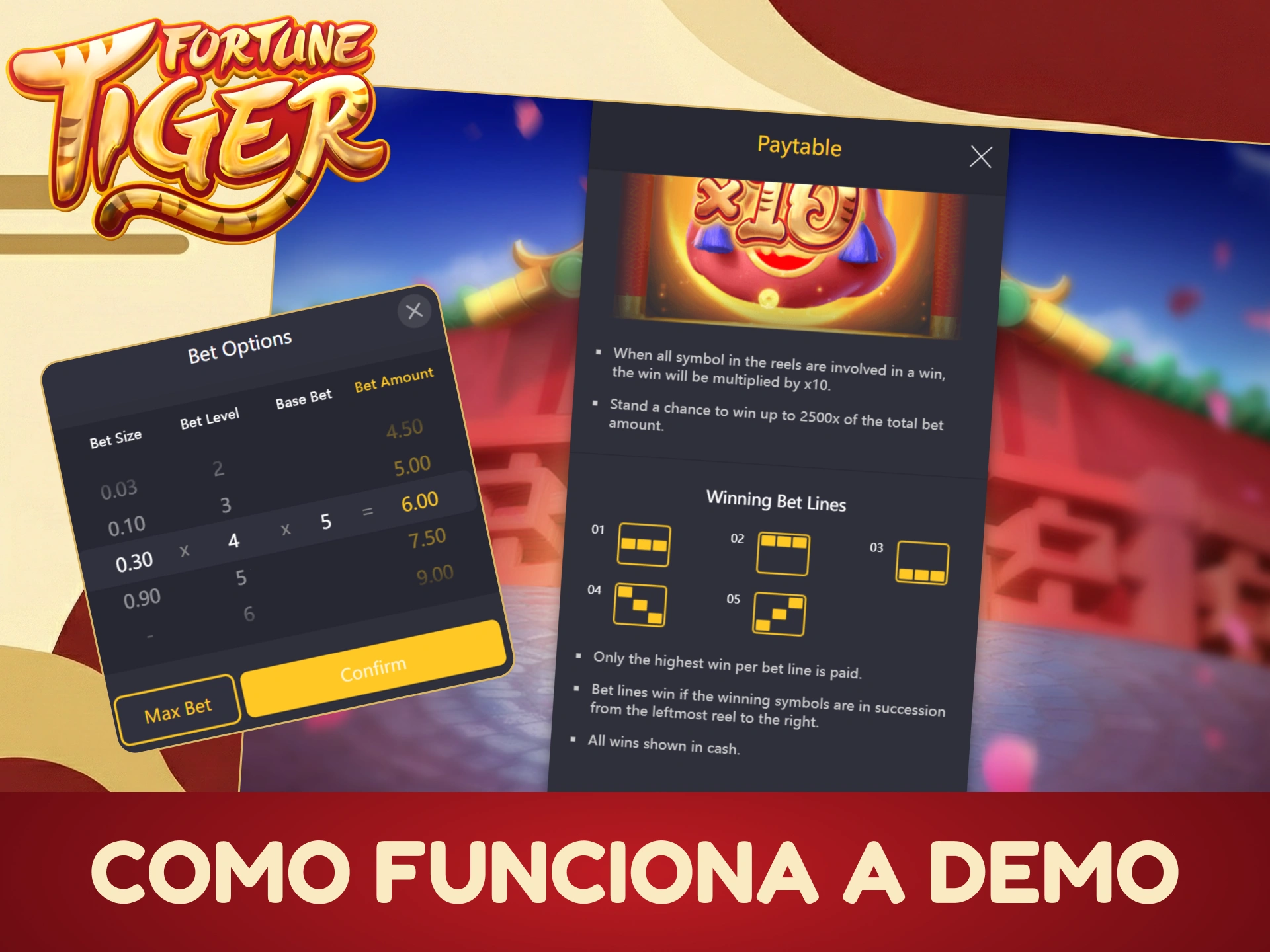 Gire quantas vezes quiser com a versão demo do Fortune Tiger.