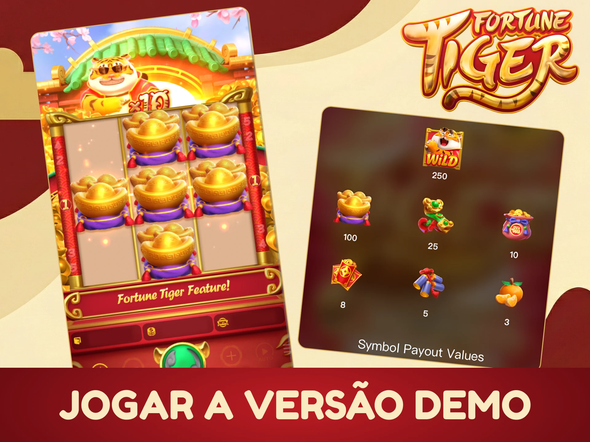 Experimente suas táticas no jogo Fortune Tiger com a versão demo.