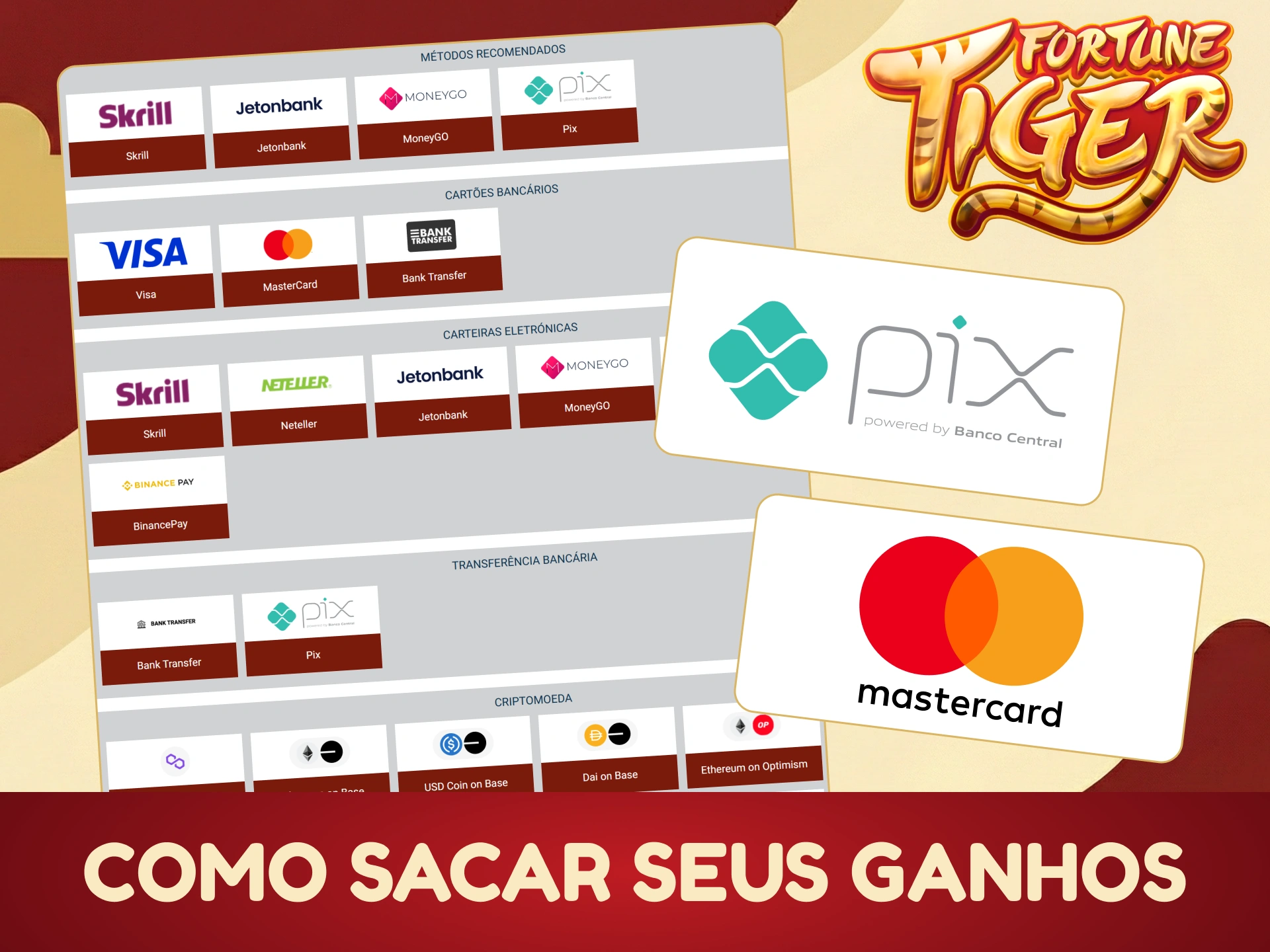 Retire seus ganhos do Fortune Tiger usando o método que preferir.