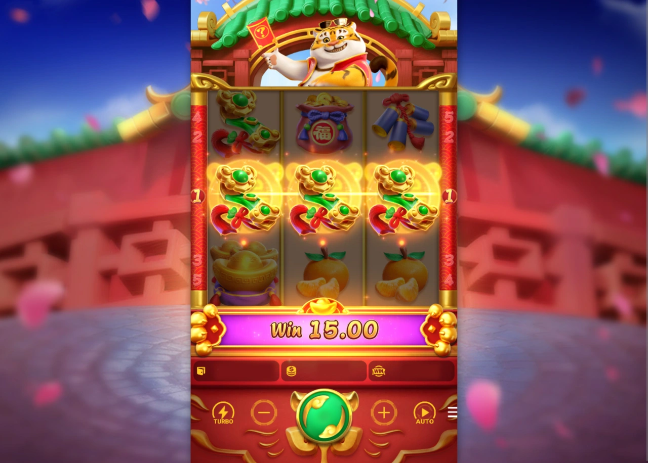 Ganhe com 3 itens empilhados em linha no jogo Fortune Tiger.